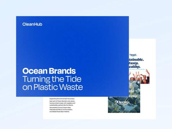 Image text reads: Ocean Brands, Turning the Tide on Plastic Waste