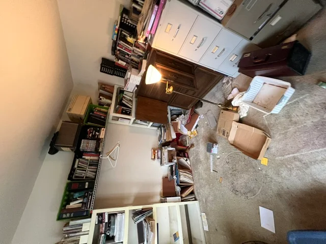 Office contents organized for a commercial cleanout