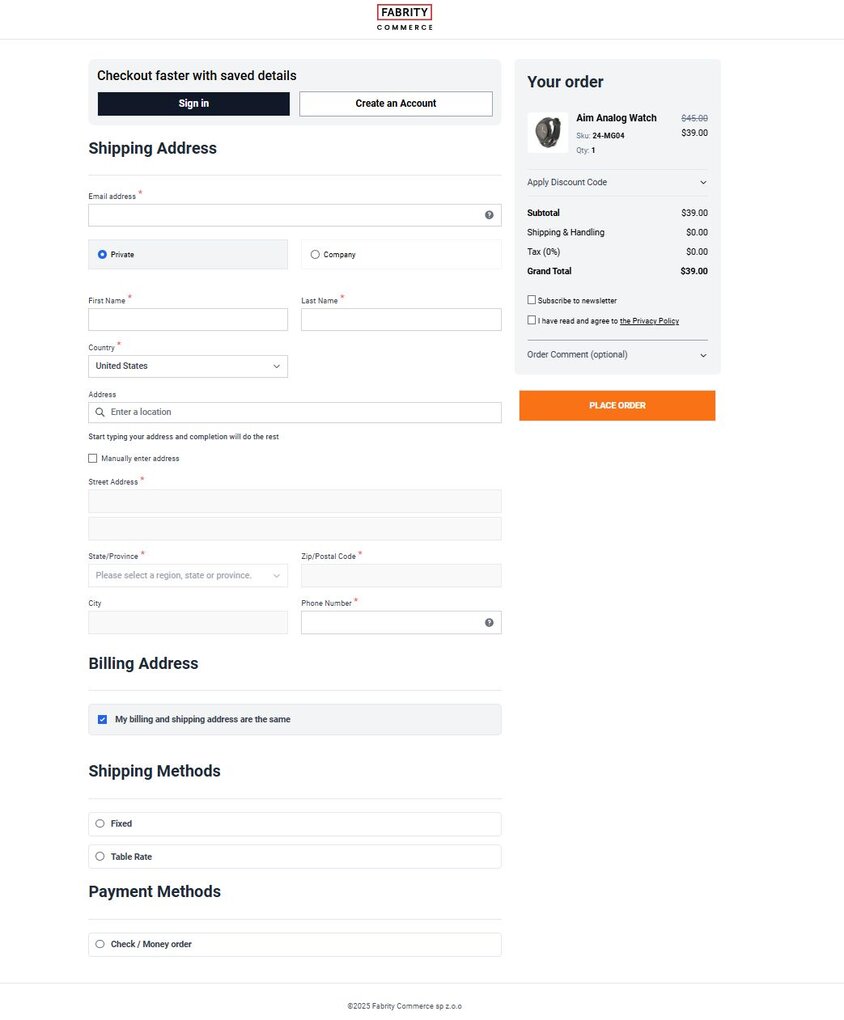 Magento Starter Kit one page checkout 