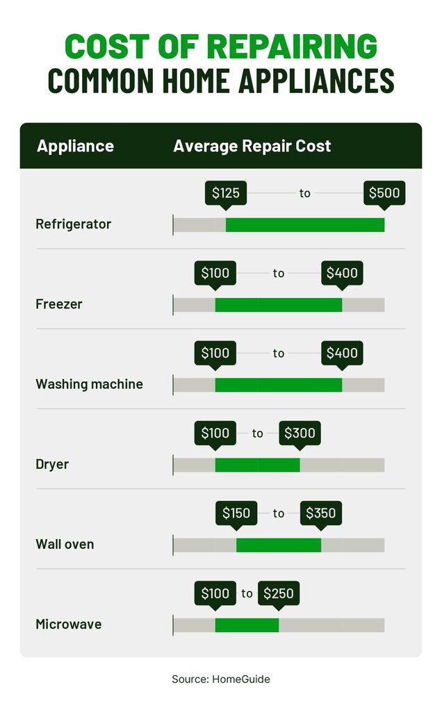 Graphic highlighting the cost of replacing common home appliances.