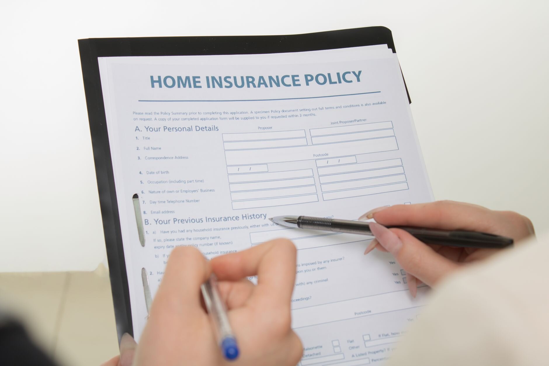 home insurance policy form