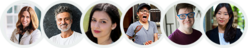 A row of six circular profile pictures.