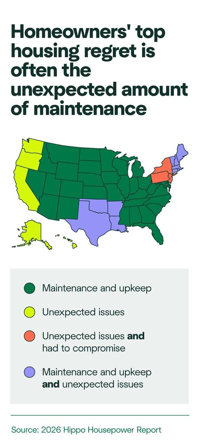 Homeowners' top housing regret map