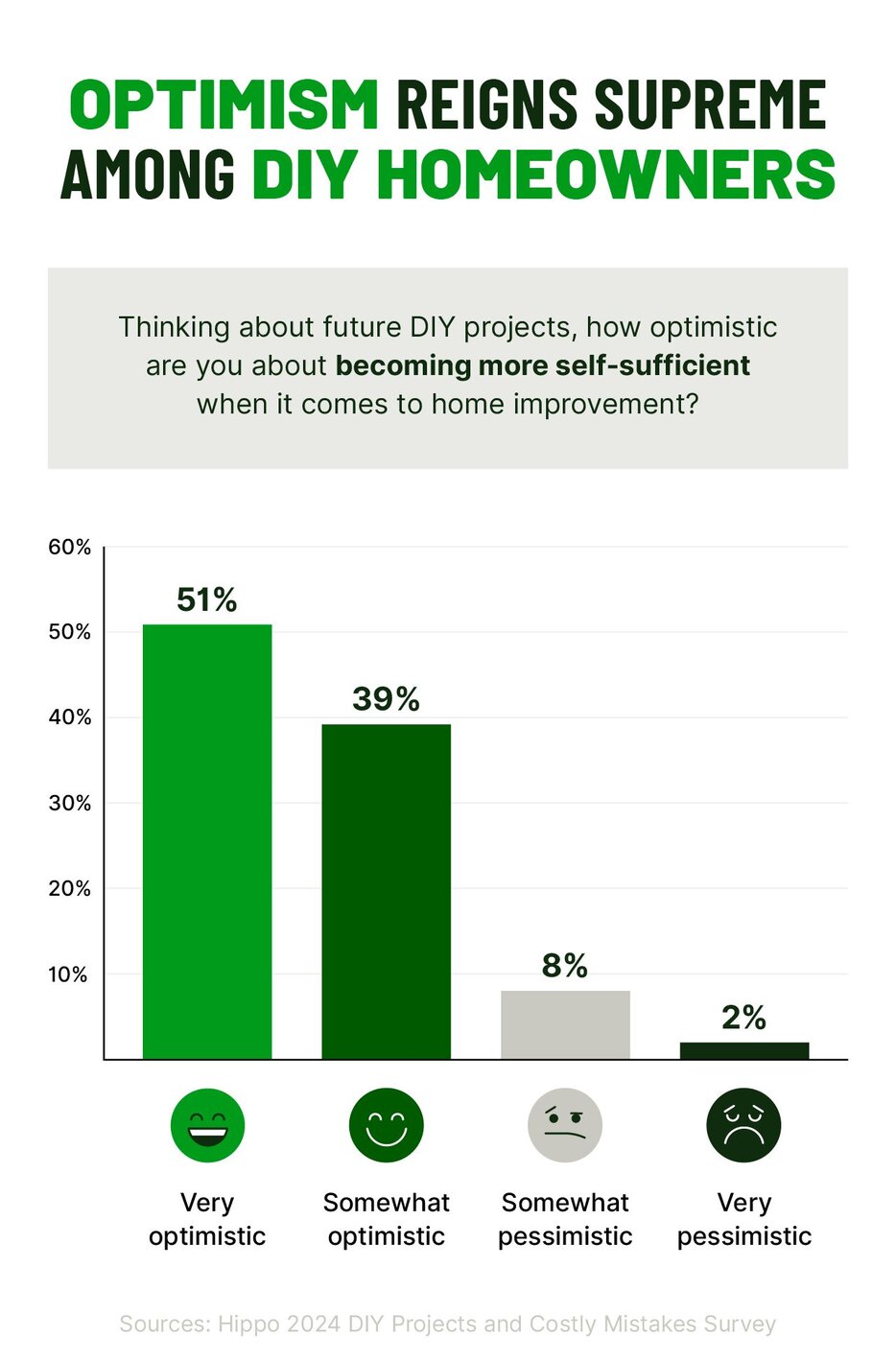 A bar chart shows the majority of homeowners doing DIY projects are optimistic about future home improvement projects