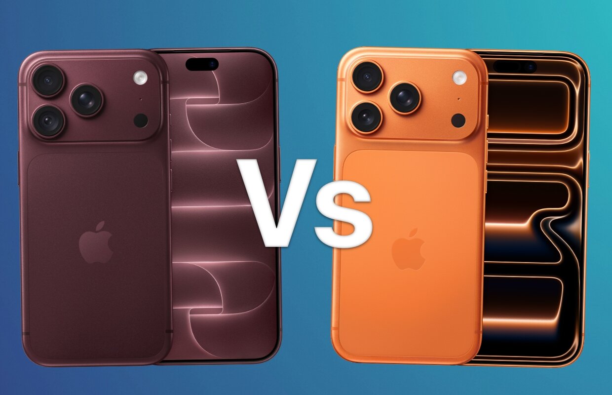 Apple Iphone 17 pro max vs Apple Iphone 18 pro max sur fond bleu