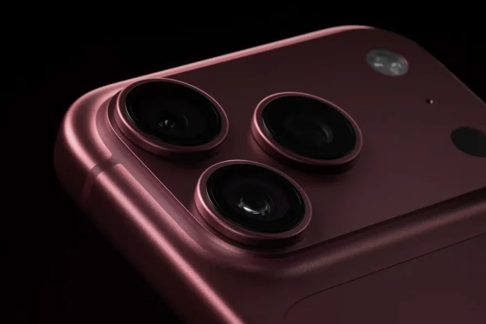 Iphones 18 pro pourpre sur fond noir