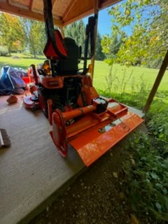 Orange lawn mower