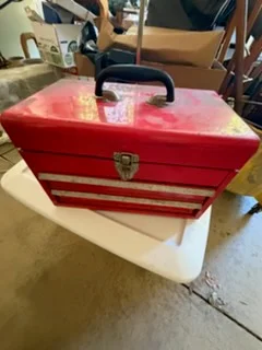 Red metal tool chest