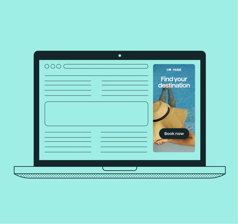 Laptop device with a vacation ad