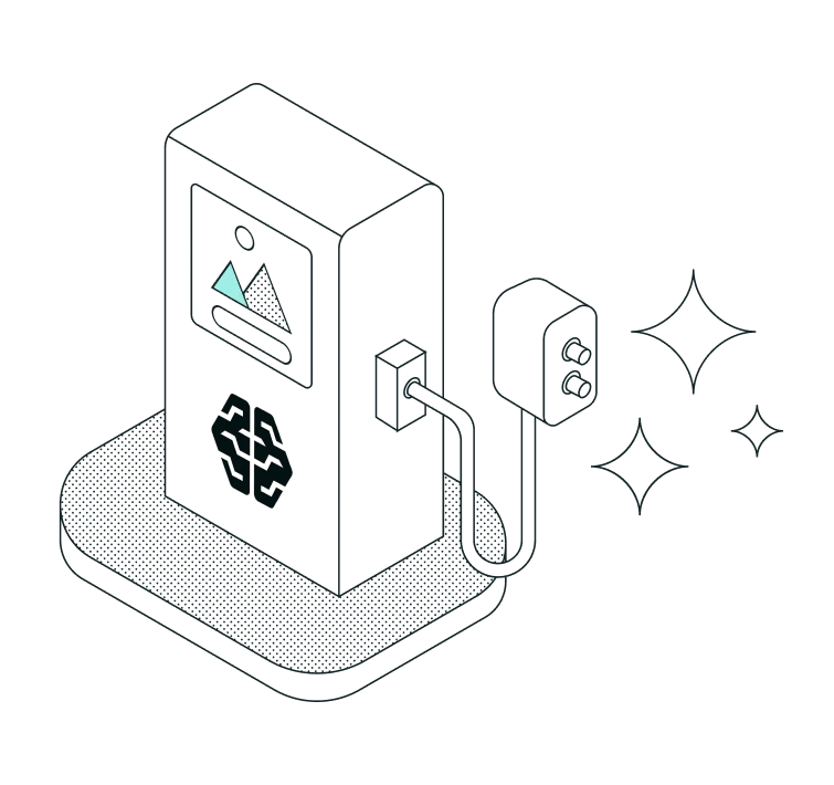 illustration of an electric fuel pump powering AI