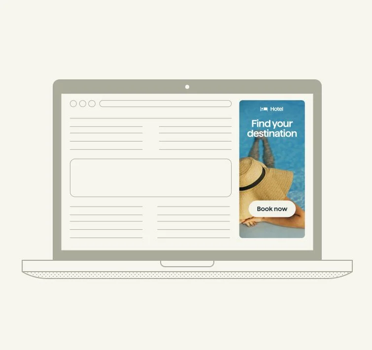 Laptop device with a vacation ad