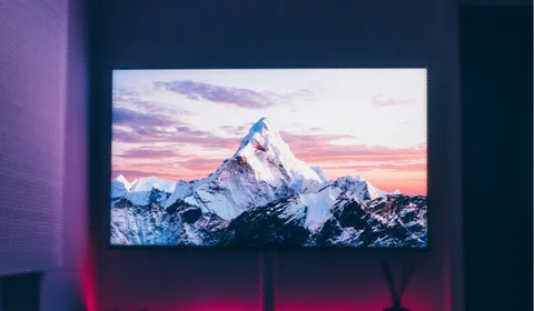 TV screen with a mountain video image