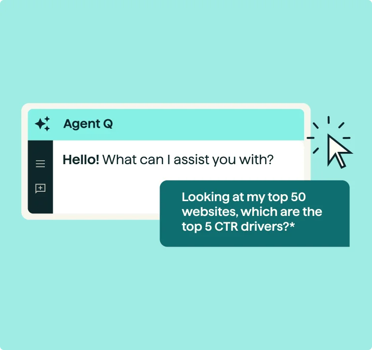 Illustration of a robotic hand holding up an analytics dashboard