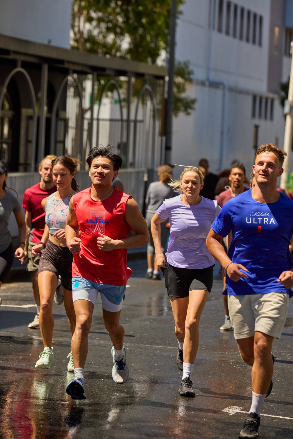 Runner laughing