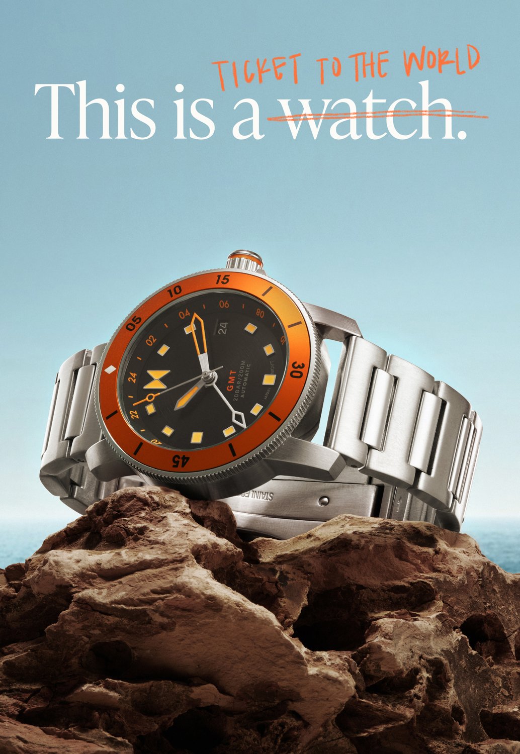 MVMT Cali diver orange and silver watch