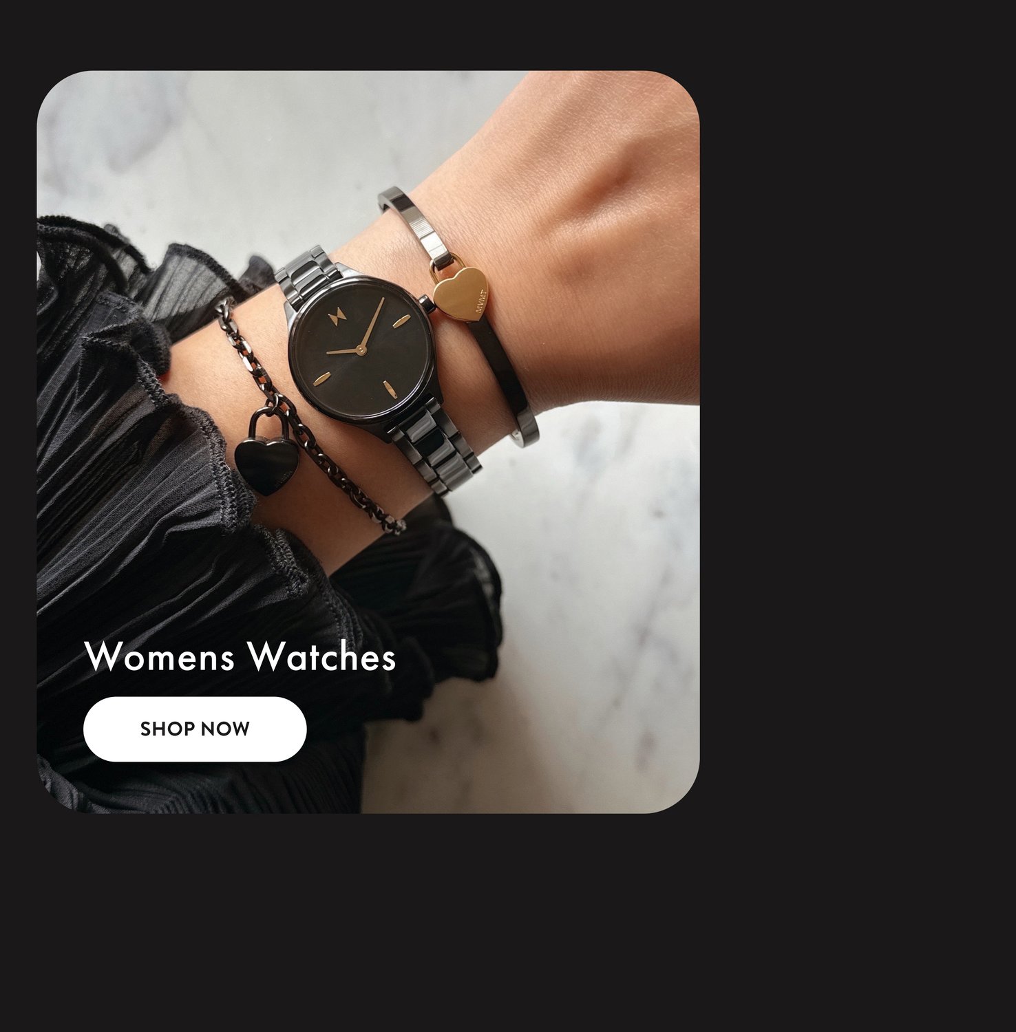 mvmt black ceramic womens watch on wrist