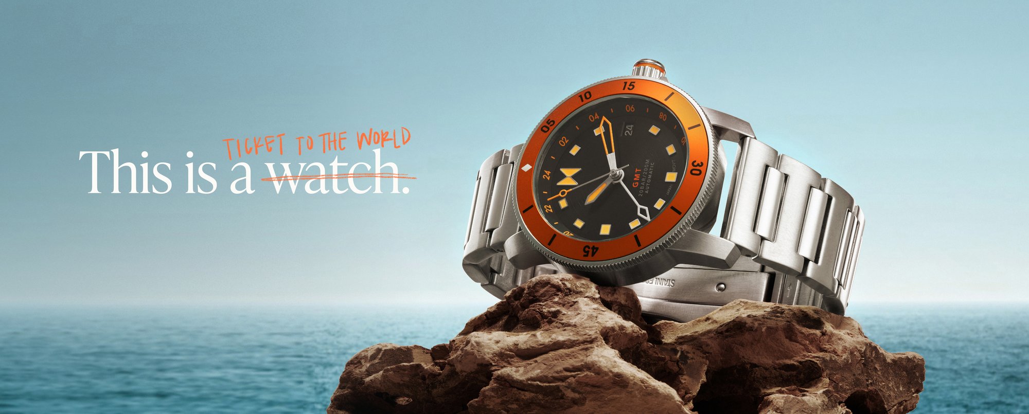 MVMT Cali diver orange and silver watch