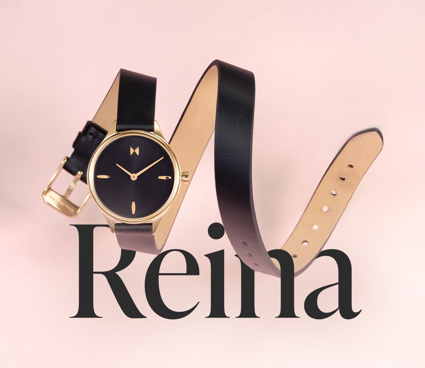 MVMT Reina Leather watch with black strap