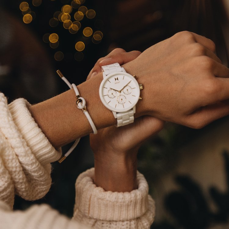 Womens White Ceramic Chronograph Watch