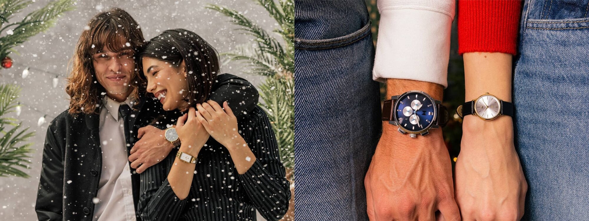 MVMT 3 watches - black watch watch underwater, white watch on wrist, black watch on hiker