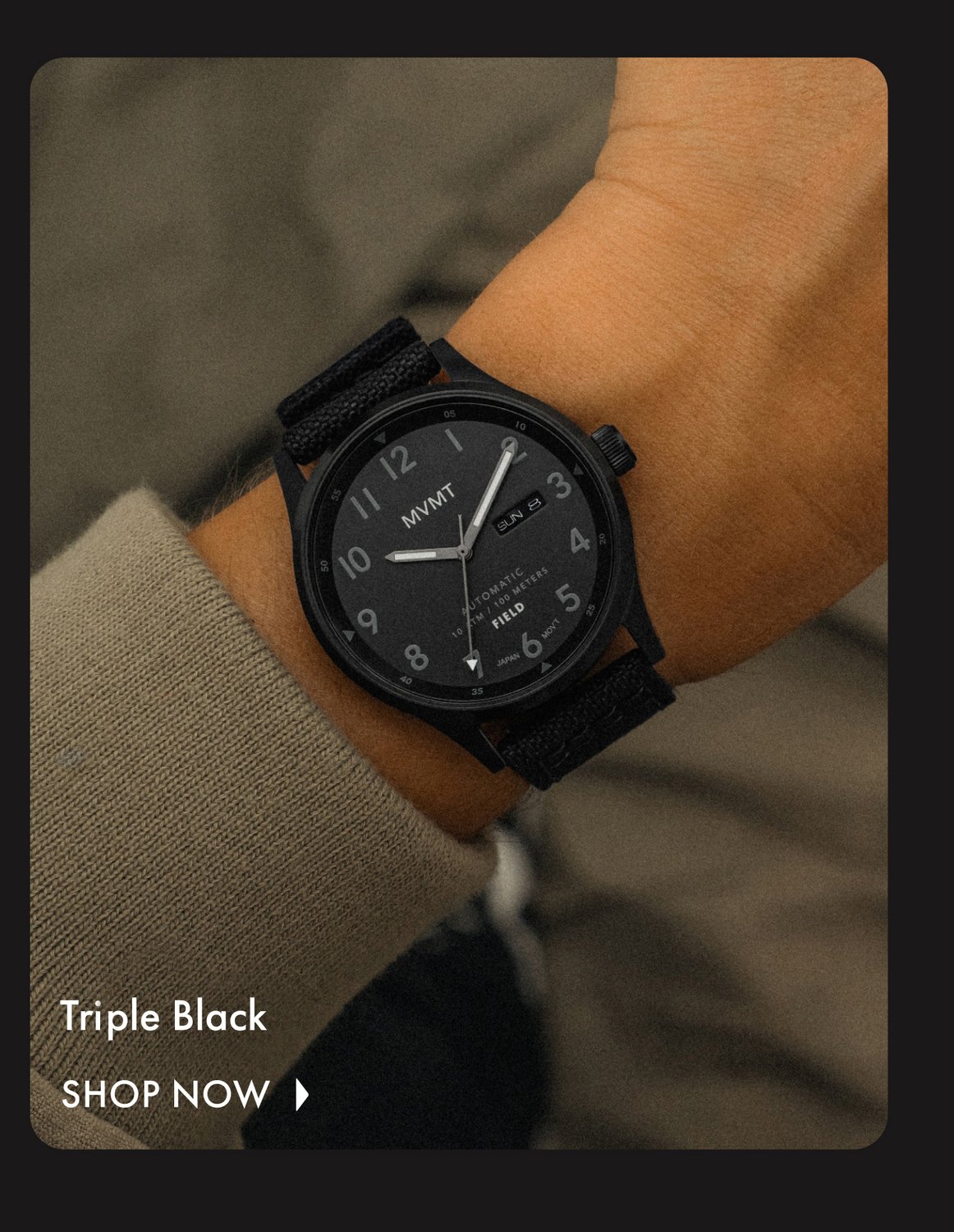 MVMT field watch in triple black