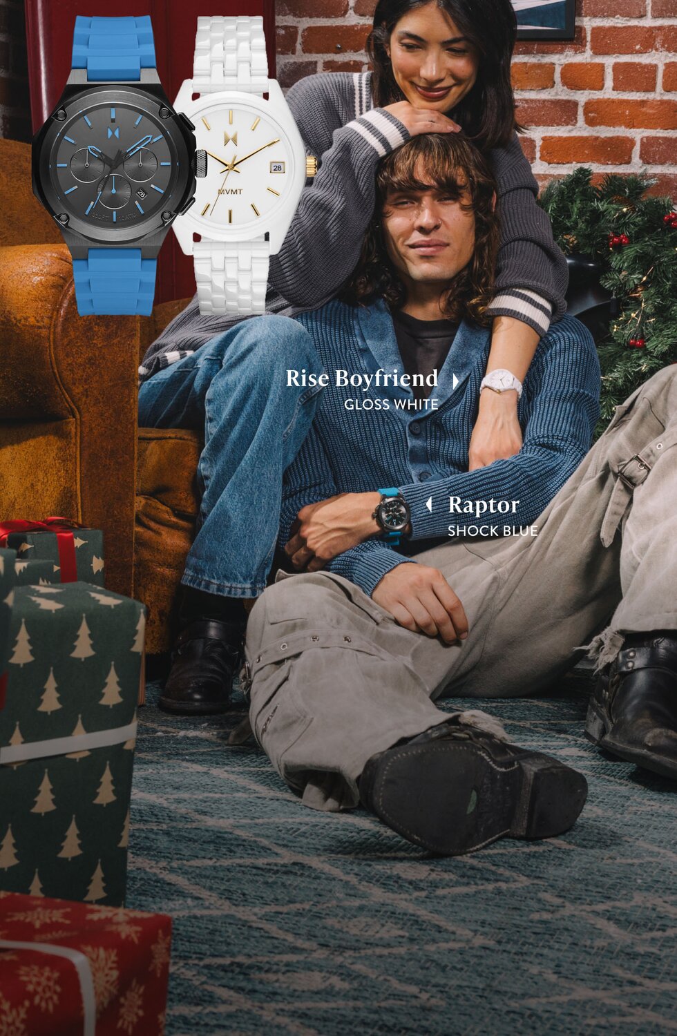 MVMT matte green ceramic chronograph watch