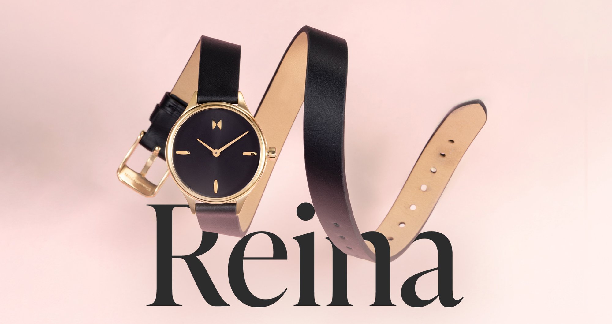 MVMT Reina Leather watch with black strap