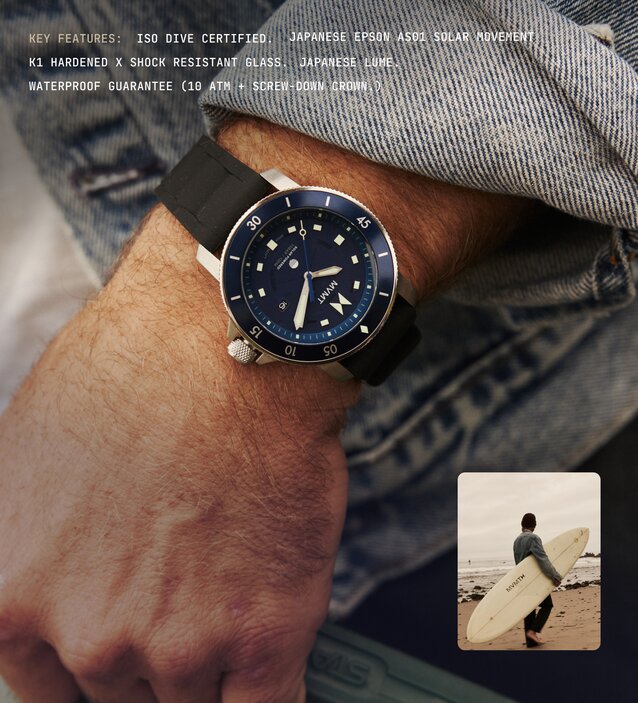 MVMT matte green ceramic chronograph watch