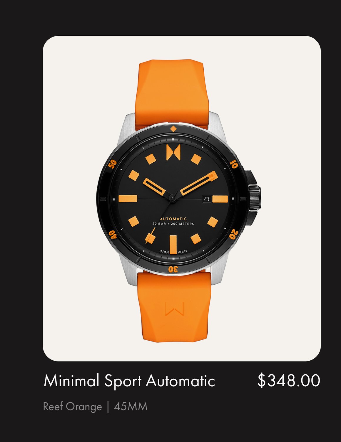 MVMT minimal sport watch in reef orange