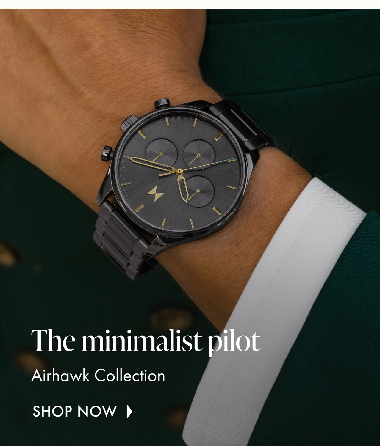 MVMT black airhawk watch on wrist