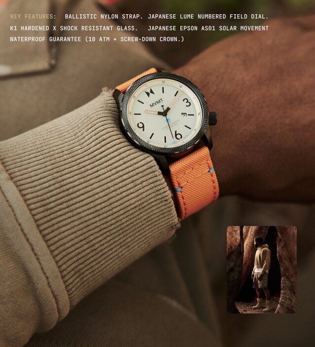 MVMT matte green ceramic chronograph watch