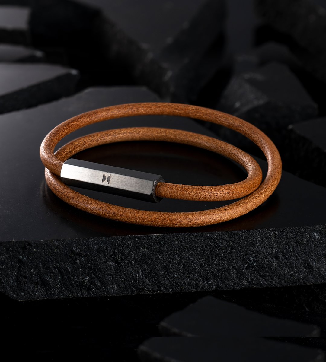 mens double wrap leather bracelet