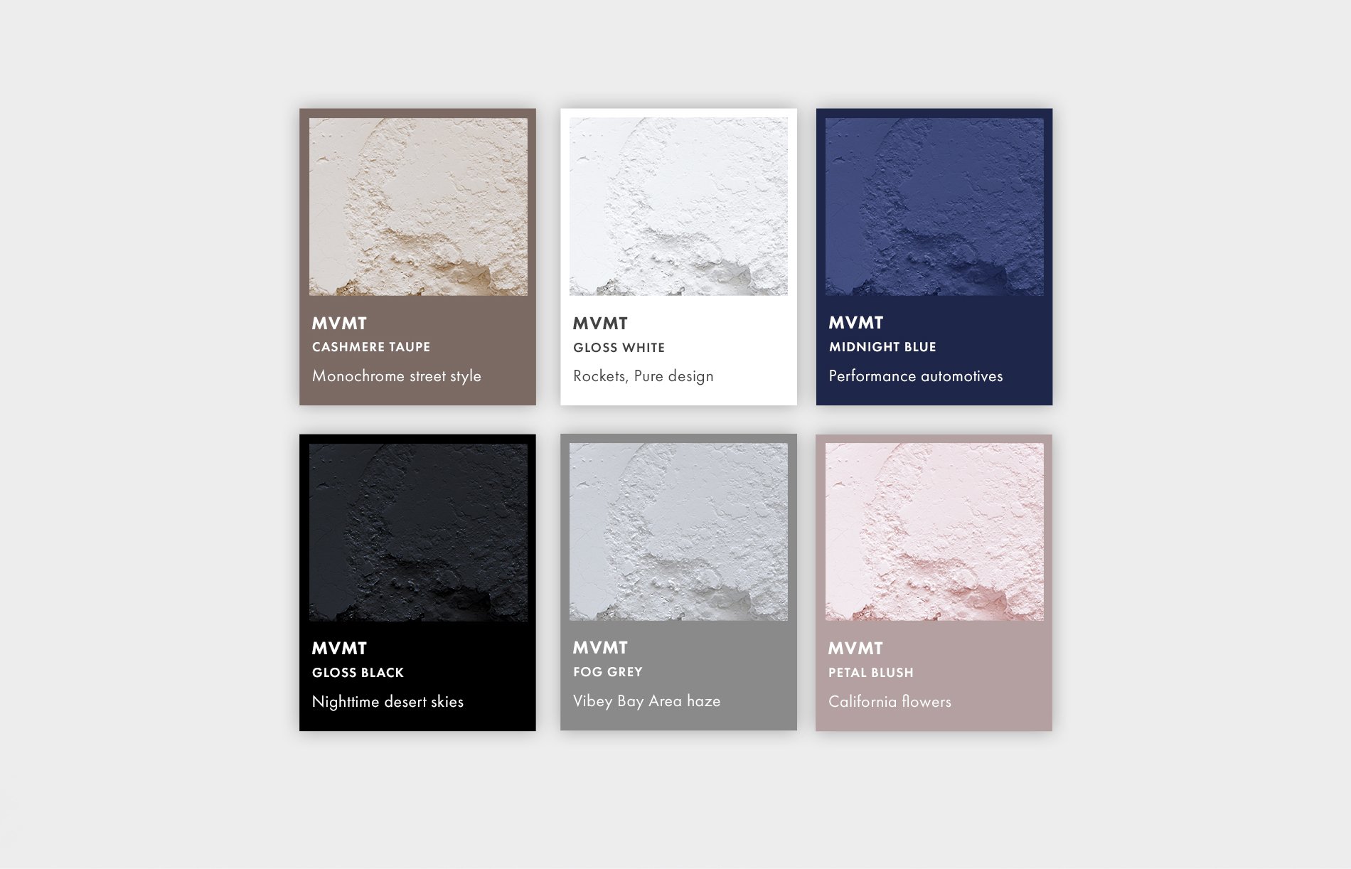 MVMT ceramic material color swatches