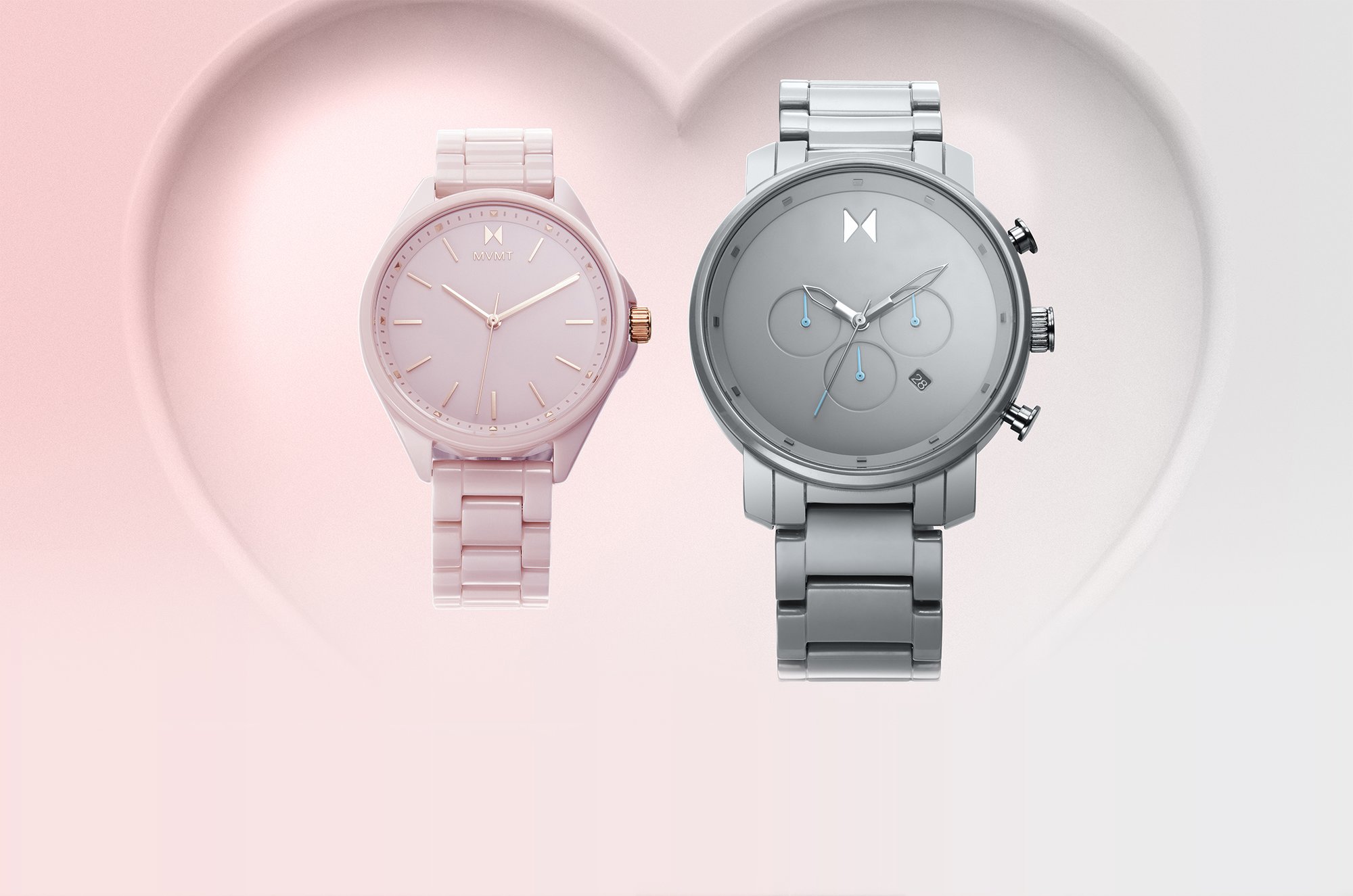 MVMT ceramic pink and grey watches