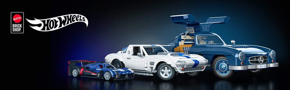 A set of three cars on a black background. 