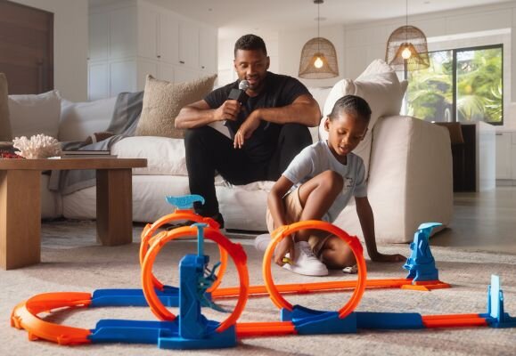 Russell Wilson & His Son Win Wilson for New Hot Wheels Speed Snap Track System
