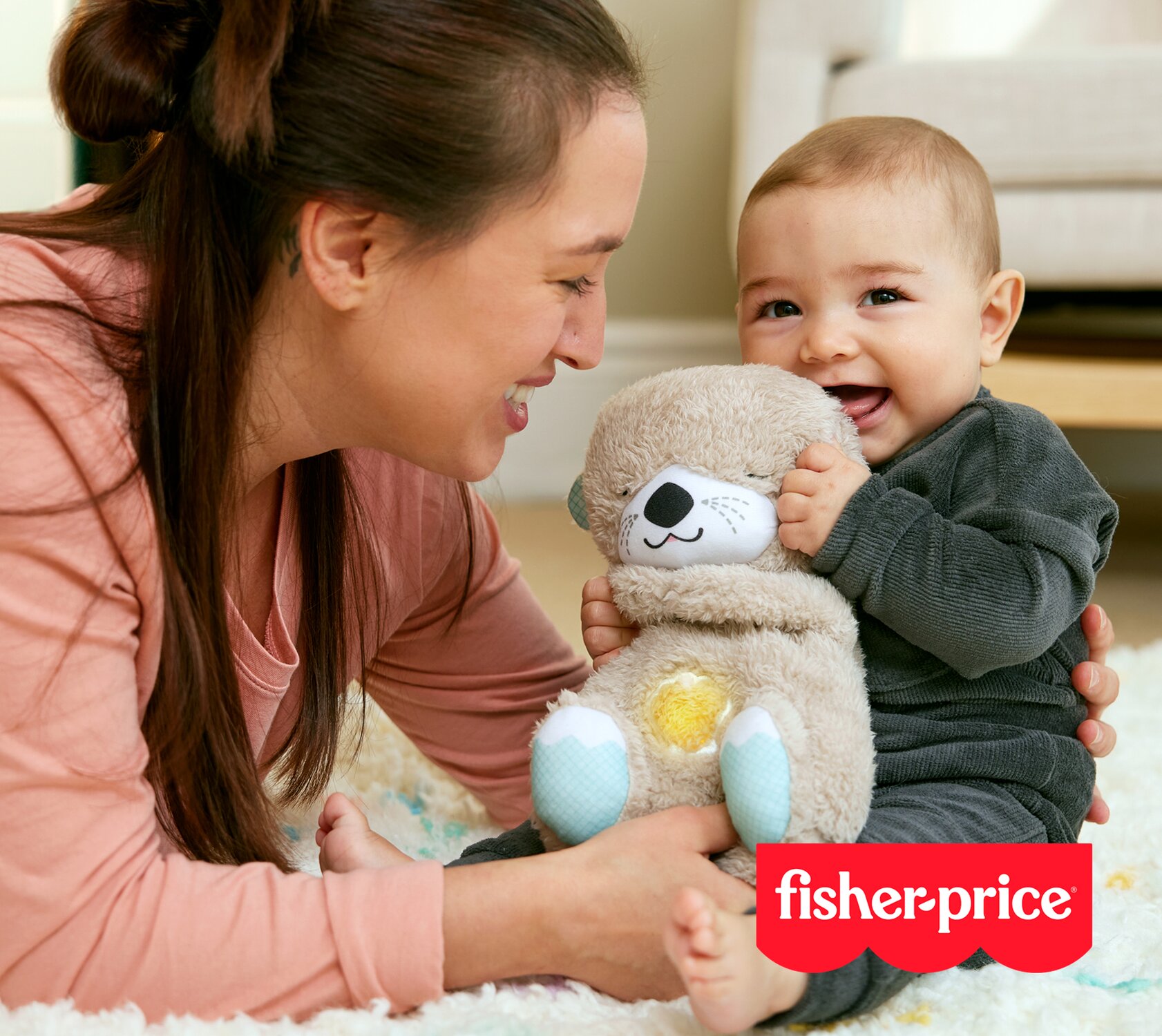 little girl & dad on Fisher-Price boat (animation still)