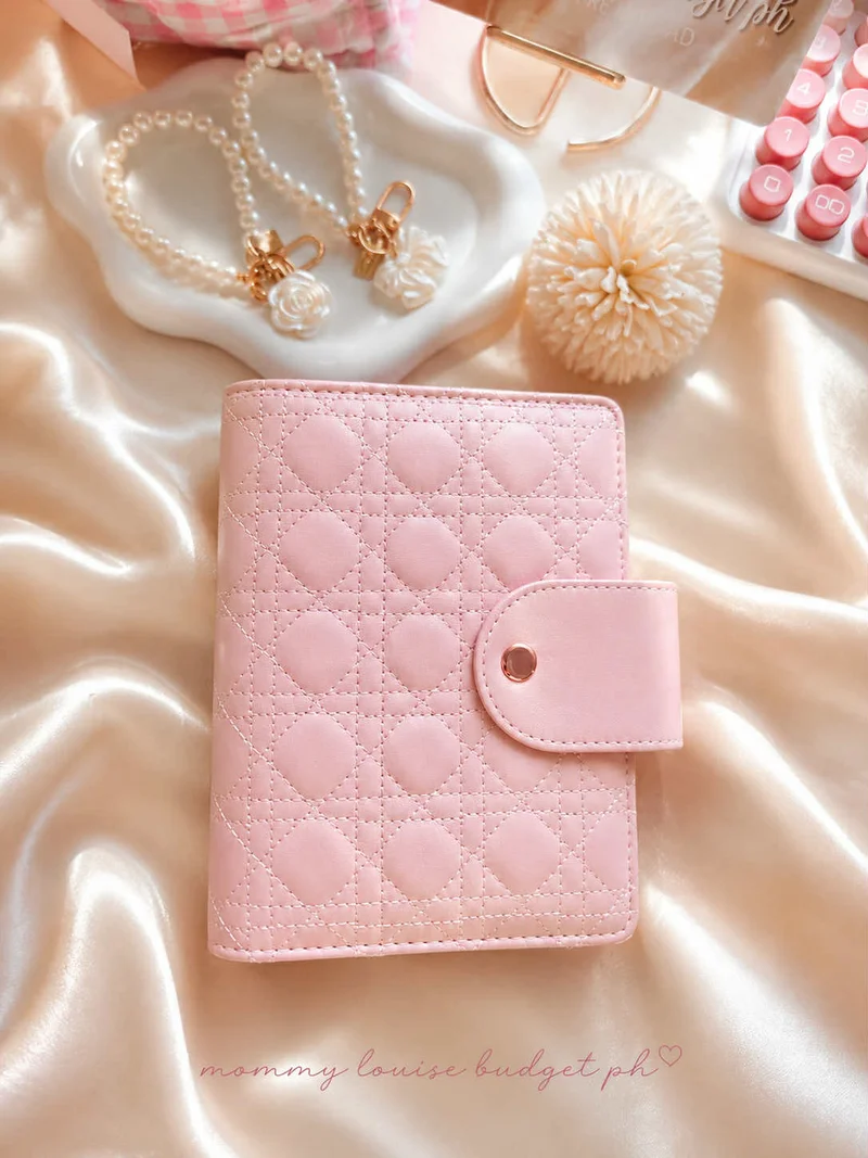 Pink quilted budget planner