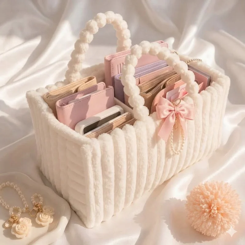 White Quilted Storage Organizer Basket