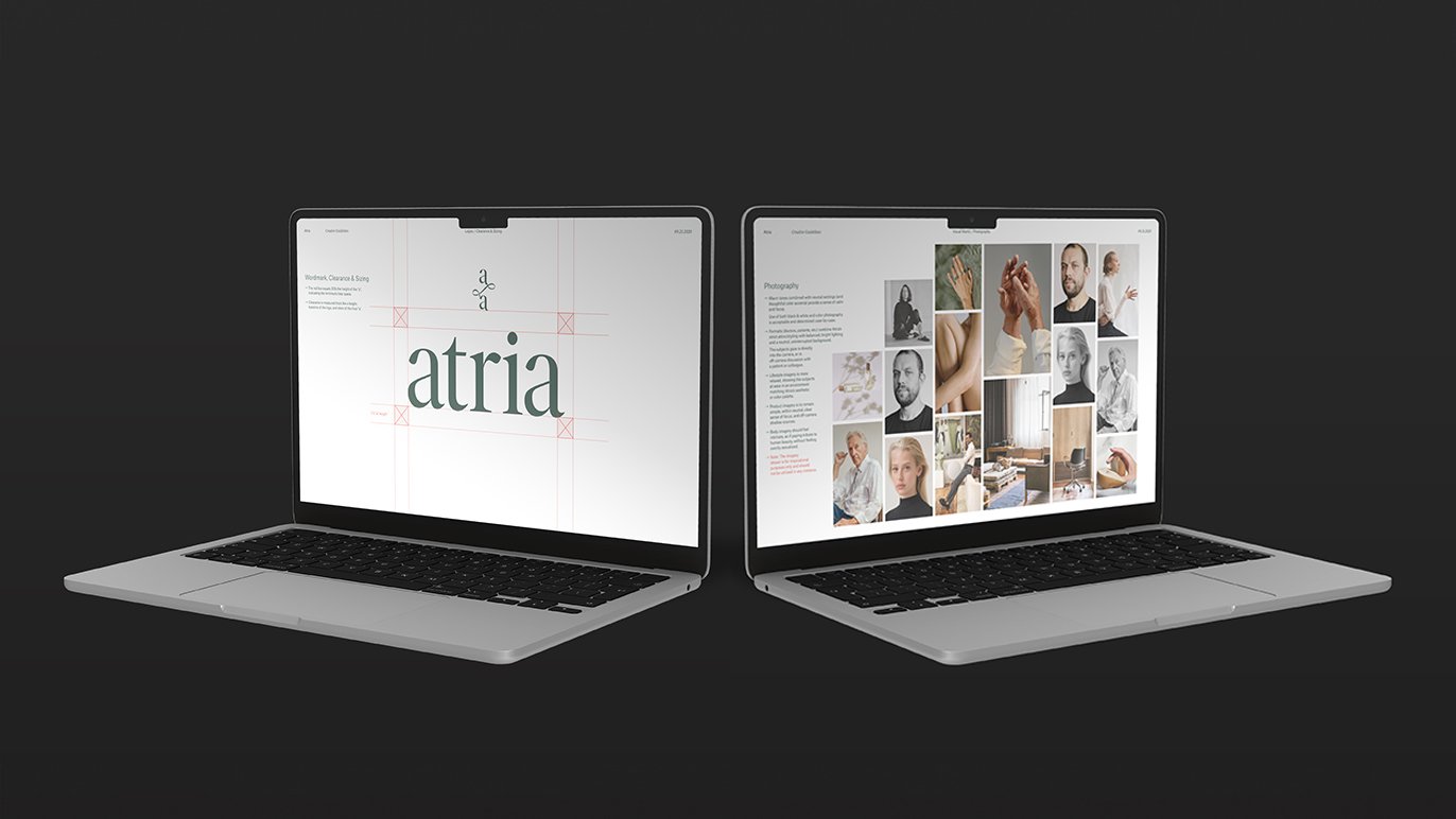 Design framework exploration for Atria including font guidelines and photography guidelines