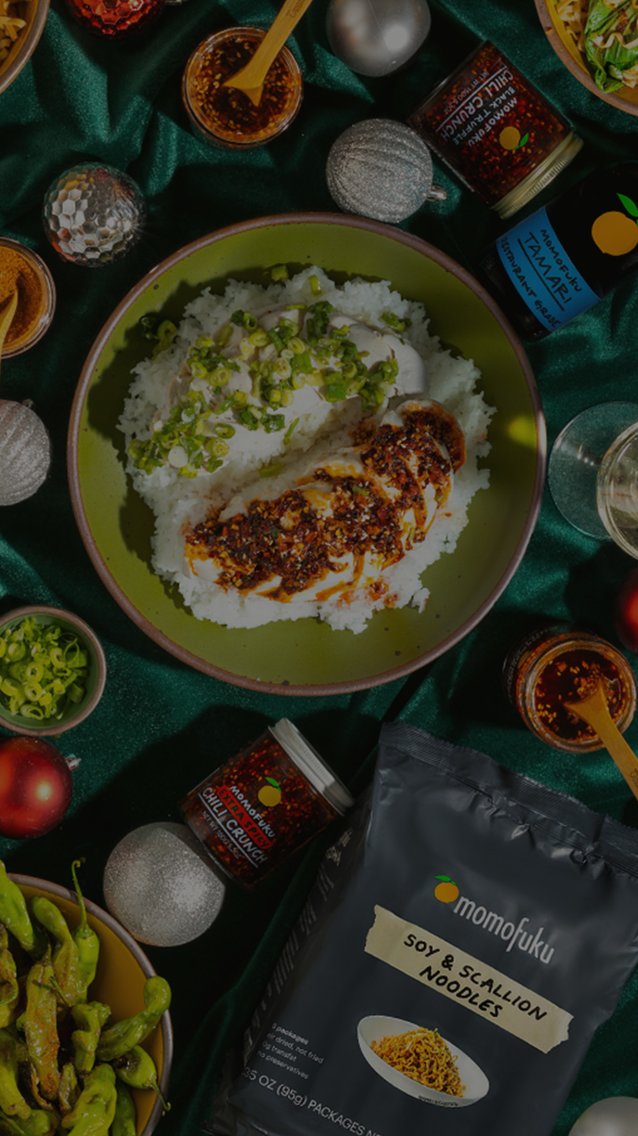 Holiday table with Momofuku products displayed