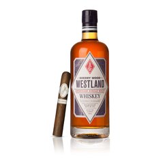 DAVIDOFF MILLENNIUM ROBUSTO cigar and WESTLAND SHERRY WOOD whiskey.