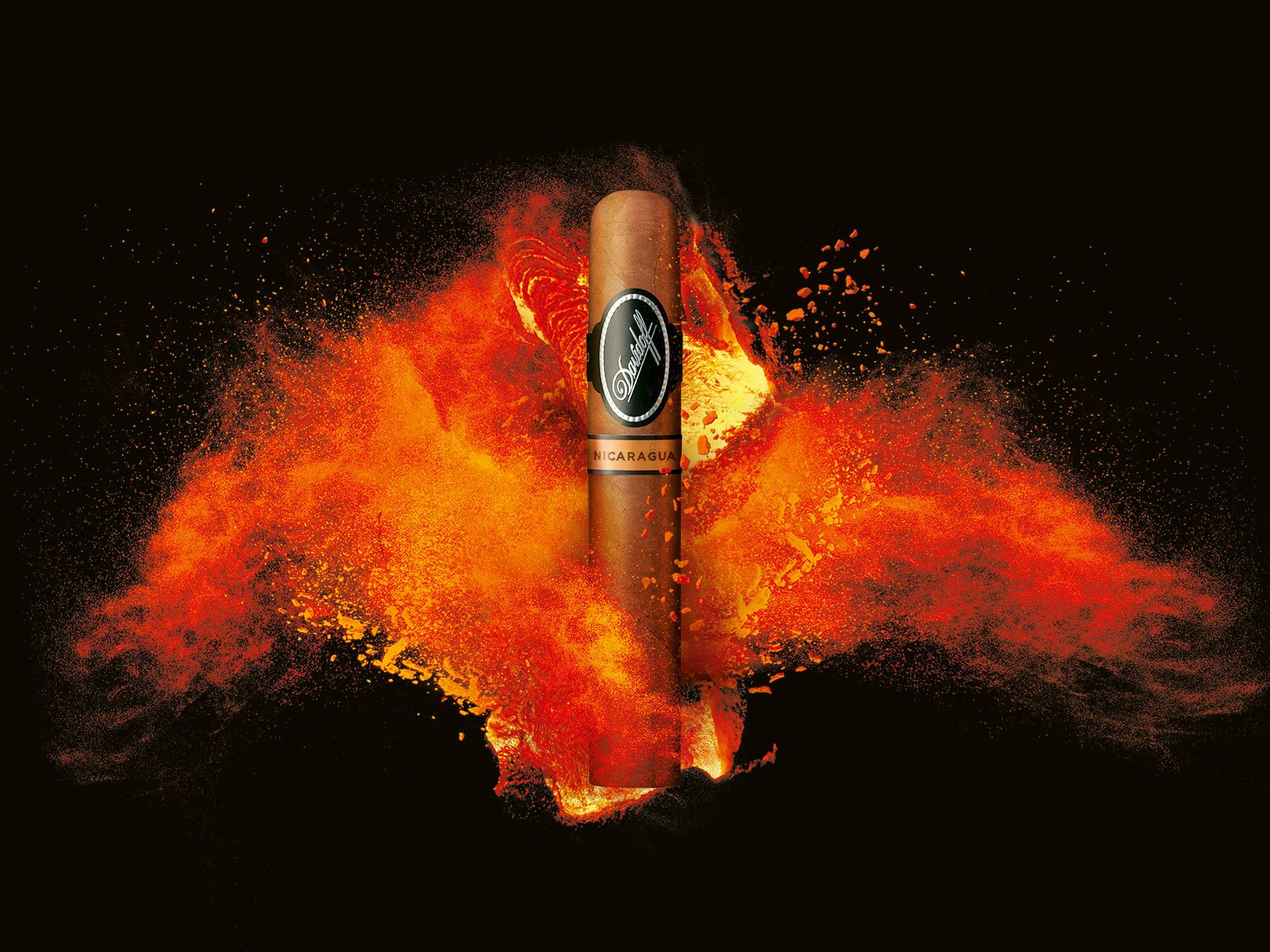 Davidoff Nicaragua cigar with a splash of red-orange color dust