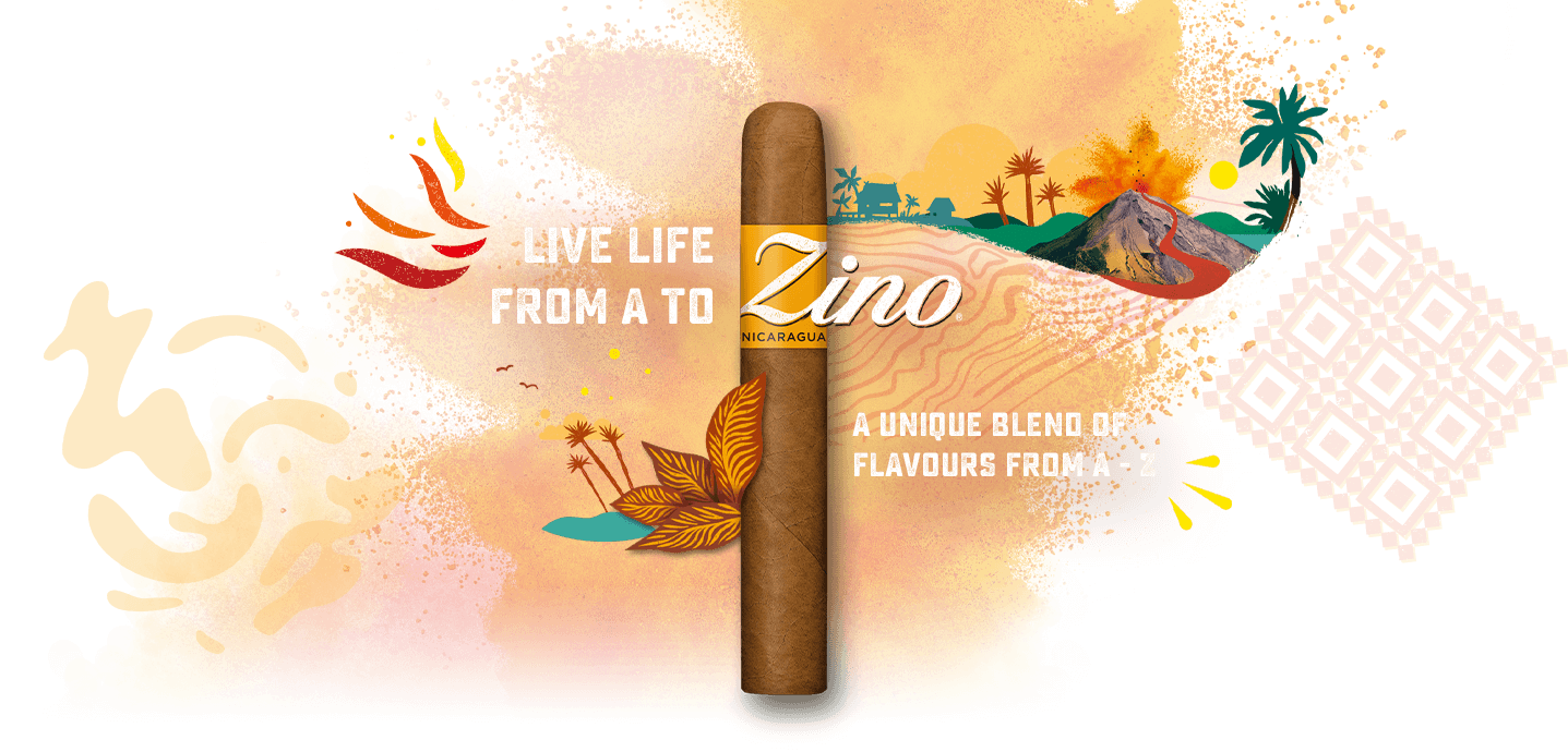 Illustration with a Zino Nicaragua Cigar - Live life from A to Z