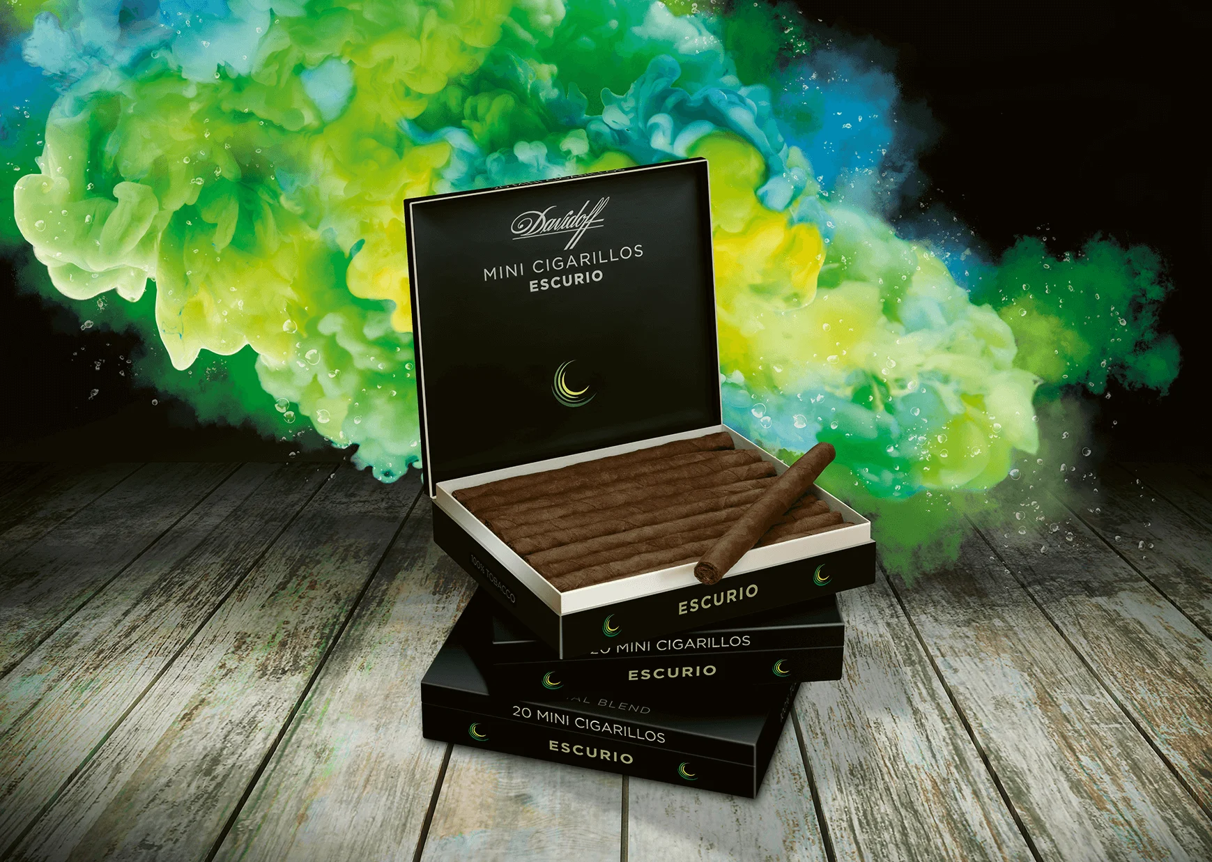 Davidoff Mini Cigarillos Escurio on a black background