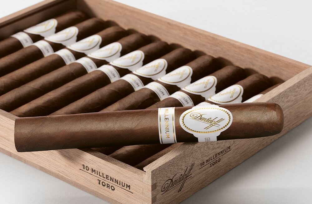 Open Box of 10 Davidoff Millennium Toro cigars 