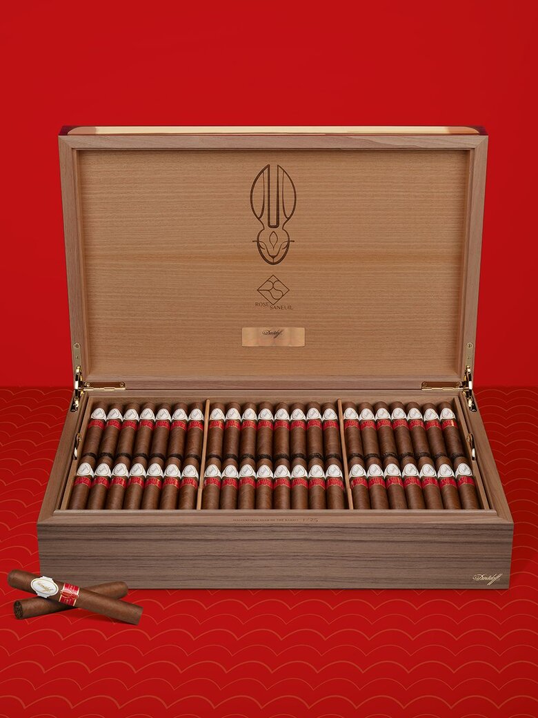 Davidoff Year of the Rabbit Masterpiece Humidor, opened with cigars inside.