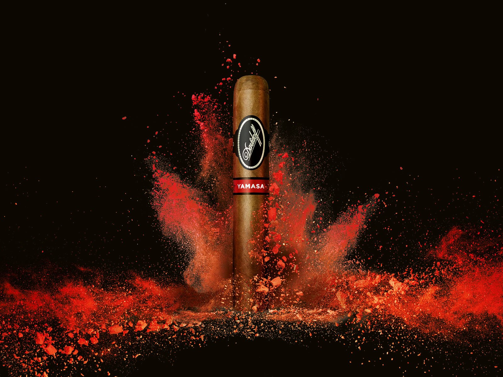 Davidoff Yamasa Cigar with a splash of red color dust