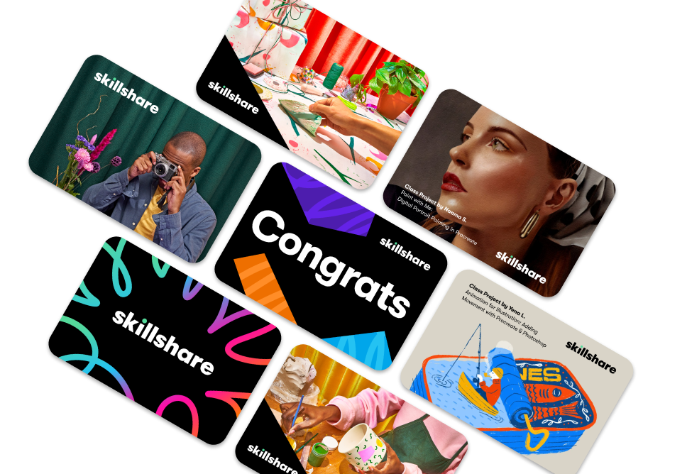 A collection of cards displaying the word "Congratulations" in various designs and colors.