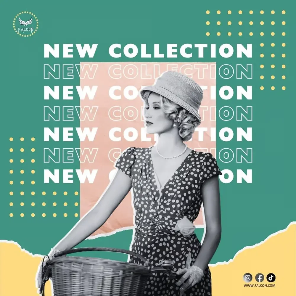Student project by Shaimaa Elshamy, titled "Falcon Vintage Clothing New Collection Instagram post", made in Canva.
